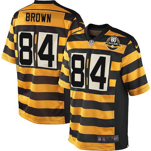 Youth Game Antonio Brown 80th Anniversary Nike Jersey Gold/Black Alternate - #84 Throwback NFL Pittsburgh Steelers